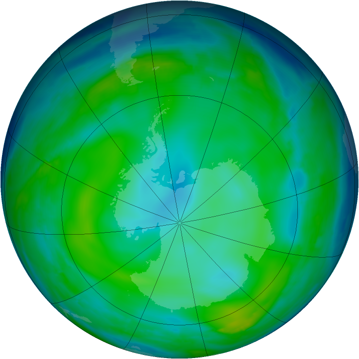 Antarctic ozone map for 16 June 2008